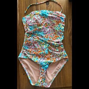 New w/o tags J.Crew Liberty Print Bandeau Ruched Swimsuit